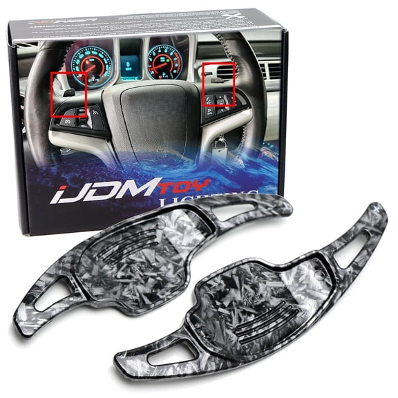Forged Caron Fiber Pattern Style Larger Paddle Shifter Extensions For Chevrolet 2012-15 Camaro, 2016-19 Cadillac CT6 XT5, Buick Regal Lacrosse, etc