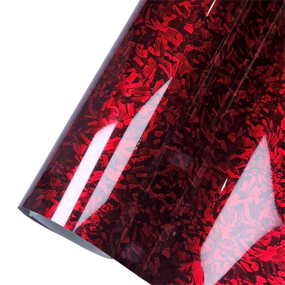 Carbon Fiber Vinyl Wrap Sheet Forged Gloss Finish Car Auto Vehicle Motorcycle Diy Decal Color Changing Film Decorative Sticker Sheet Adhesive Film Covering Red