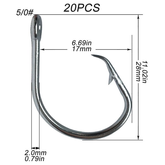 Forged Inline Circle Hooks 5/0-16/0 Stainless Steel Big Game Saltwater Fishing Hook