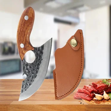 Forged Kitchen Cleaver Knife High Carbon Steel Viking Meat Fish Fruit Knife Cutlery Set Professional Butcher Chef Boning Knives (Meat Knife)