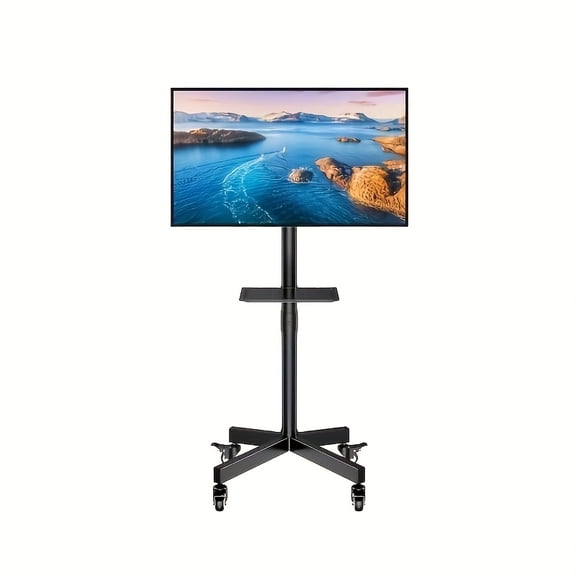 Forged Mobile TV Cart with Wheels for 23-60" Flat/Curved TVs - Height Adjustable & Tilt, Holds 88 lbs - Full Motion Rolling TV Stand for Indoor/Outdoor Use