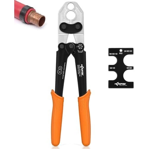 Forged Steel Heavy-Duty PEX Crimping Tool for 1/2" & 3/4" Copper Rings, With Go/No-Go Gauge,ASTM F1807 Plumbing Tool
