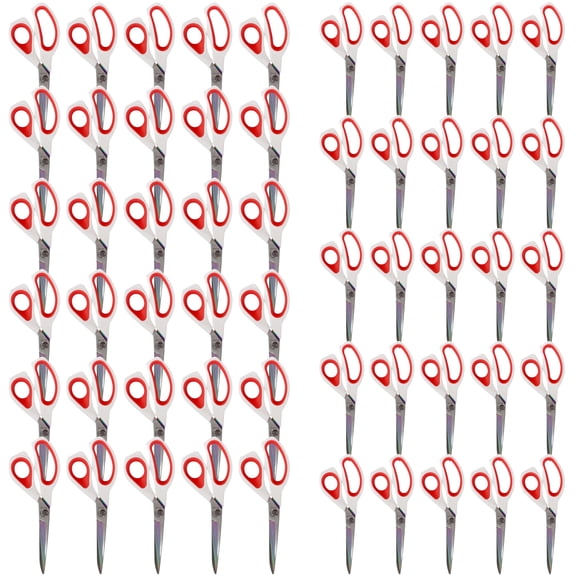 JubileeYarn Forged Titanium Fabric Shears Double Pack - 8.5" & 9.5" White w/Red - 30 Set Bulk Pack
