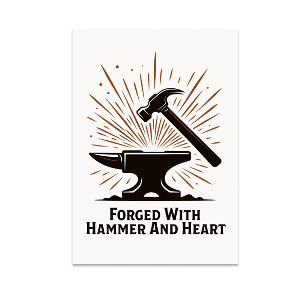 Forged With Hammer And Heart - Blacksmith Enthusiast - 13x19 Poster Print