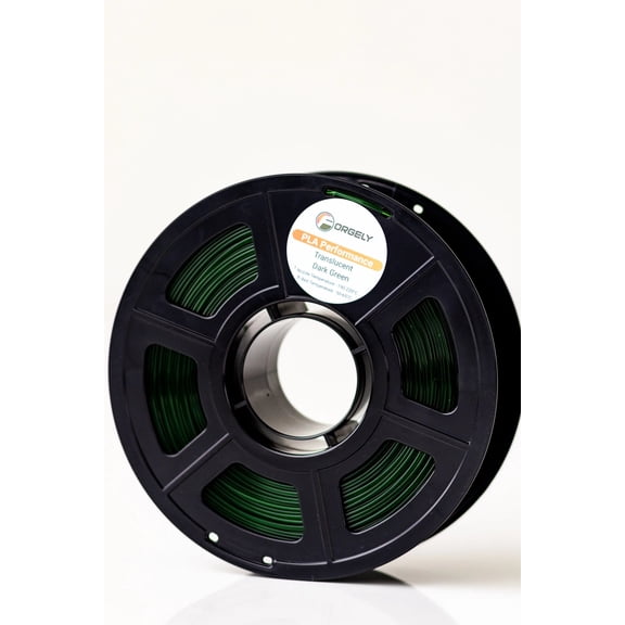 Forgely Performance PLA 3D Printer Filament, 1.75mm, 1kg Spool, Translucent Dark Green, Made in USA