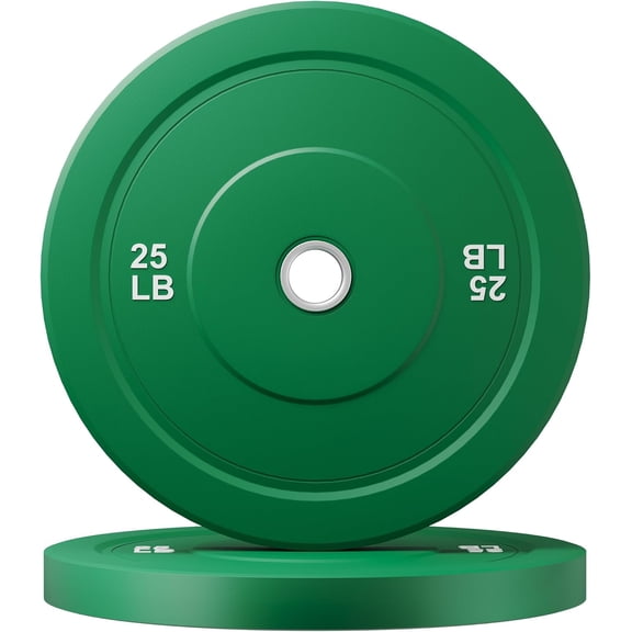 Forgemus Colorful Olympic Bumper Weight Plates, 50 LB Set (25LB×2), 2‑Inch Bore for Home Gym Strength Training