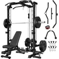 thumbnail image 1 of Forgemus Smith Machine Home Gym, 2000LBS Power Rack Cage with Cable Crossover for Full Body Workout, 1 of 12