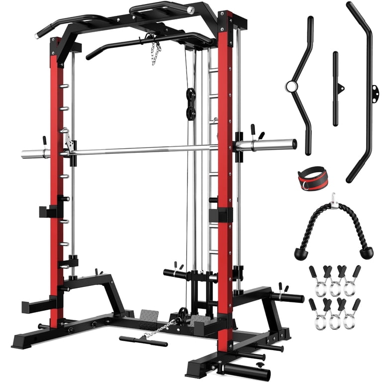 Forgemus Smith Machine Home Gym, 2000LBS Power Rack Cage with Cable ...
