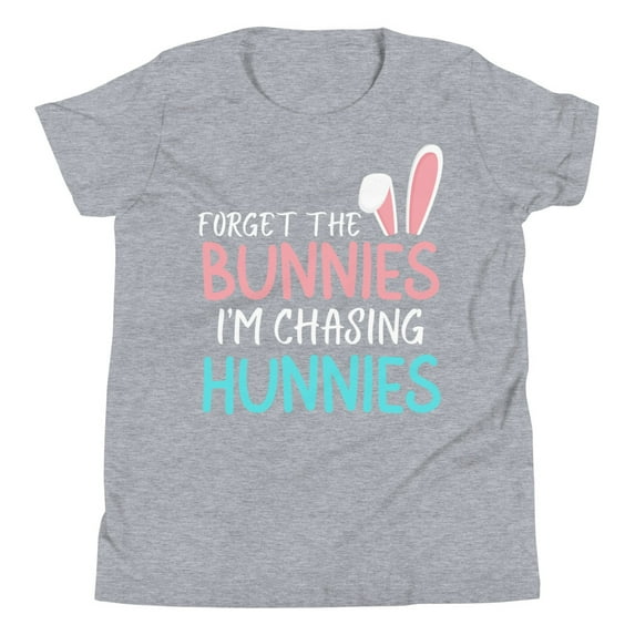 Forget the Bunnies I'm Chasing Hunnies Shirt, Unisex, Easter Youth Shirt, Easter Toddler Boy Shirt, Funny Easter Shirt, Easter Bunny Shirt (Athletic Heather, L)