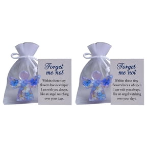 Forget Me Not Dried Flower Angel Keepsake - Memorial Angel with Sympathy Card & Organza Bag, Sympathy Gifts for Loss of Loved One, Hanging Ornament/Keychain