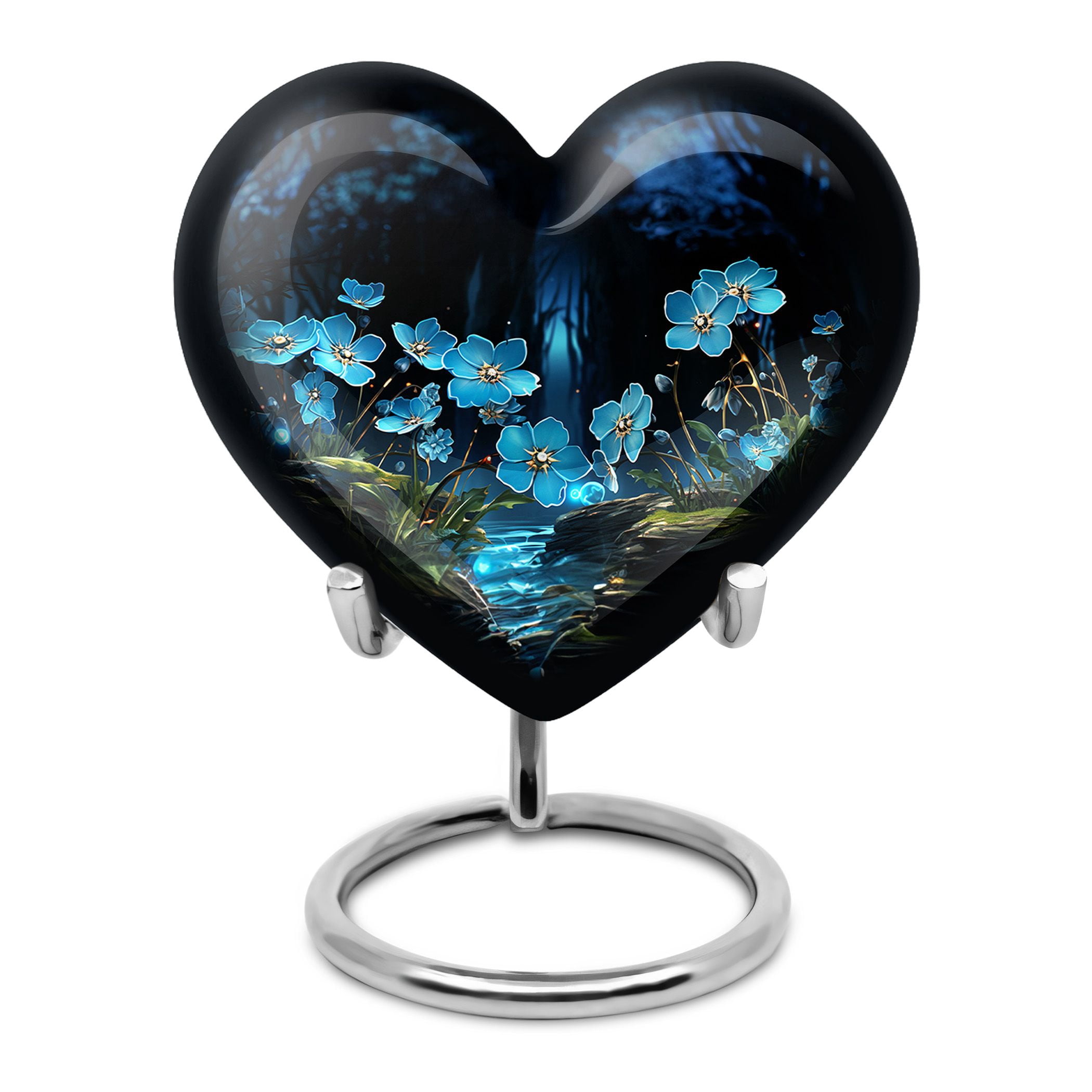 Forget Me Not Flower Urn For Ashes, Small Urns For Human Ashes Keepsake, Cremation Urns For Women, Heart Shaped Urns For Adult Ashes Men, Mini Urns For Ashes For Women, Decorative Urn 3 Inch 1pcs