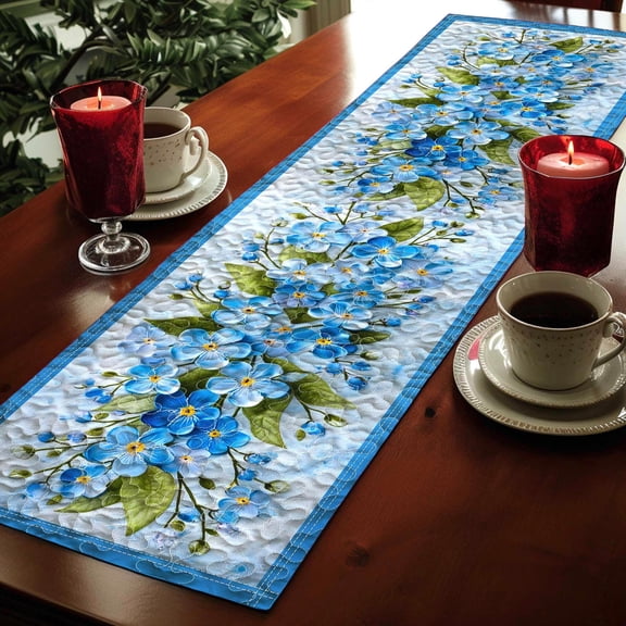 Quilted Wildflower Table Runner, Botanical Patchwork Farmhouse Decor