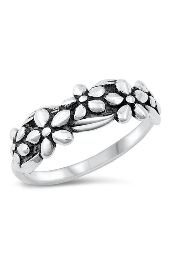 Forget Me Not Flowers Ring .925 Sterling Silver Band Jewelry Female Male Unisex Size 5