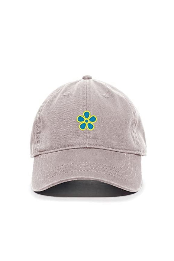 Forget Me Not Masonic Flower Baseball Cap Embroidered Cotton Adjustable Dad Hat Light Grey