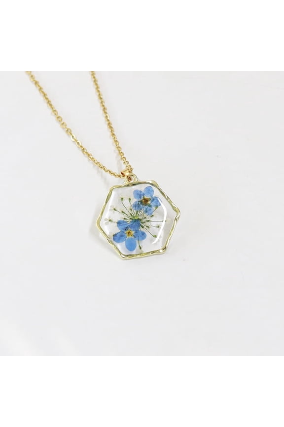 Forget-Me-Not Pressed Flower Necklace Gold Pressed Flower Pendant Necklace Handmade Pressed Flower Necklace Real Wildflowers Necklace Alaska State Flower Necklace Adjustable Pressed Flower Necklace