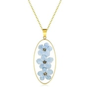 Forget-Me-Not Pressed Flower Necklace Gold Pressed Flower Pendant Necklace Handmade Real Wildflowers Necklace Alaska State Flower Necklace Pressed Flower Necklace for Women, Mothers Day Gifts