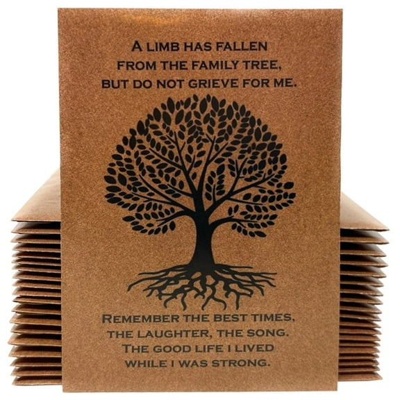 Forget Me Not Seeds - Brown Tree of Life Funeral Favors - 20 Prefilled Seed Packets