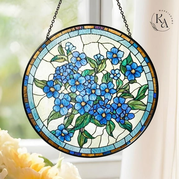 Forget-Me-Not Suncatcher, Glass-Effect May Birth Flower Window Hanging
