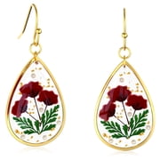 Pressed Flowers Dangle Earrings, Personalized Handmade Jewelry, Real Pressed Flower Earrings Unique Resin Drop Dangle Earrings for Woman,Gifts for Christmas, Mothers Day, Valentines Day, Birthday