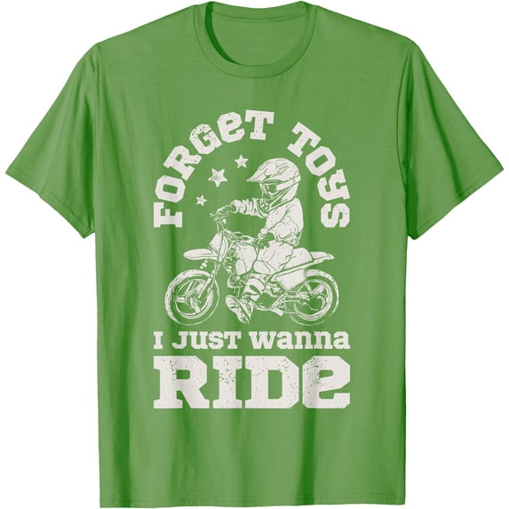 Forget Toys I Just Wanna Ride Dirt Bike Rider Boys Motocross Softstyle Unisex T-Shirt,Lime Color,Size 3XL