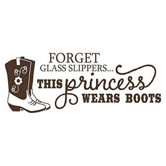 Forget the GLASS Slipper Princess Western Wall Decals Quotes Vinyl Sticker Lettering, Chocolate Brown, 49x19