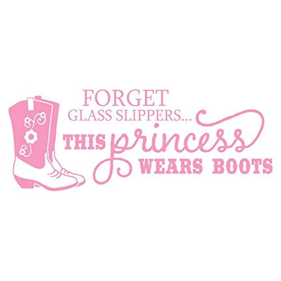 Forget the GLASS Slipper Princess Western Wall Decals Quotes Vinyl Sticker Lettering, Soft Pink, 49x19-Inch