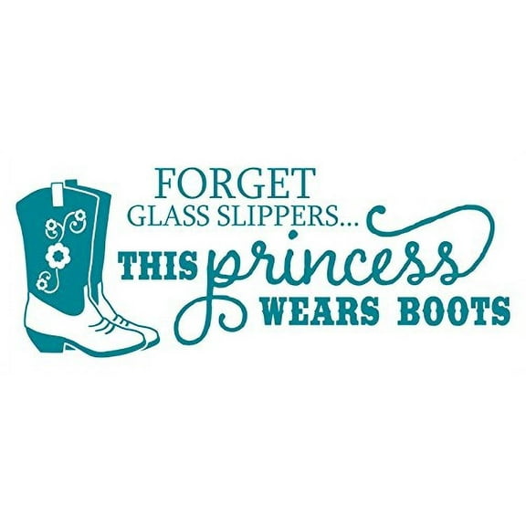 Forget the GLASS Slipper Princess Western Wall Decals Quotes Vinyl Sticker Lettering, Teal, 23x9-Inch