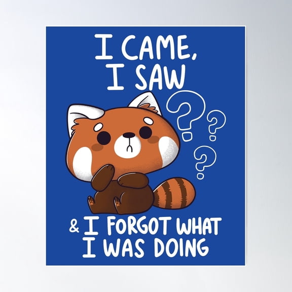 Forgetful Red Panda Poster Wall Art, Poster Only