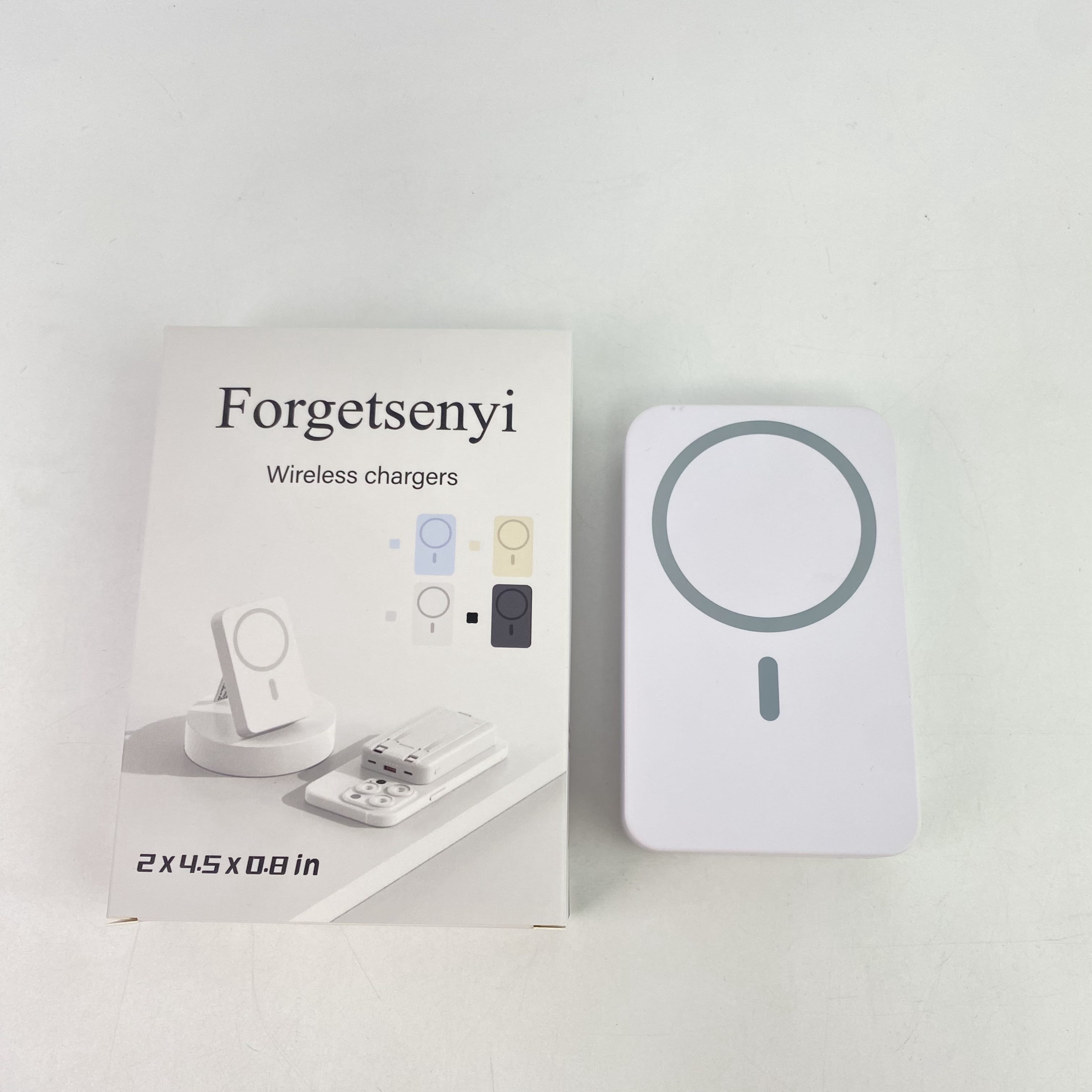 Forgetsenyi Wireless chargers, Portable Charger, 10000mAh Wireless Magnetic Power Bank with USB-C Cable 22.5W PD Charging, Slim Phone Battery Pack -White