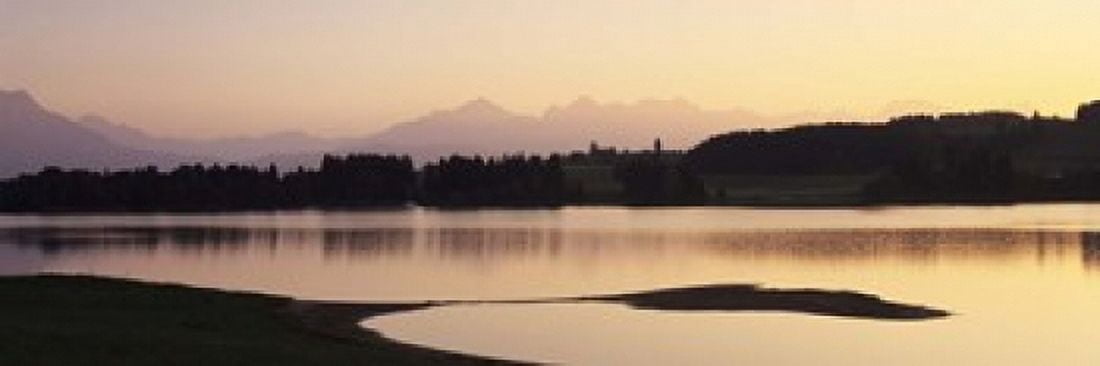 Forggensee Lake and Allgau Alps at sunrise Ostallgau Bavaria Germany Canvas Art - Panoramic Images (18 x 6)