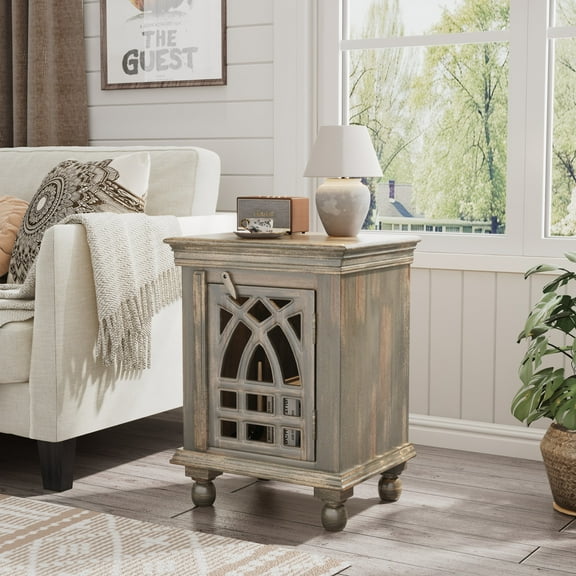 Christopher Knight Home Forgia Farmhouse Style Nightstand with Storage for Any Age, Antique Grey