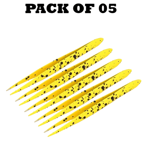 Forgica Professional Stainless Steel Dotted Paper Coatted Tweezers Pack of 05