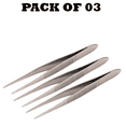 thumbnail image 1 of Forgica Professional Stainless Steel Needle Tip Tweezers Pack of 03, 1 of 5