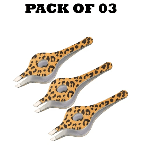 Forgica Professional Stainless Steel Paper Coated Panther Style Hole Tweezers Pack of 03