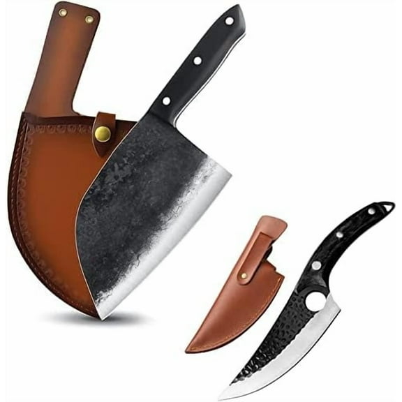 Forging Serbian Chef Knife Kitchen Chef Knives Full Tang High Carbon Clad Steel Almasi Butcher Cleaver with Leather Sheath$$Home Decor, Kitchen, & Other