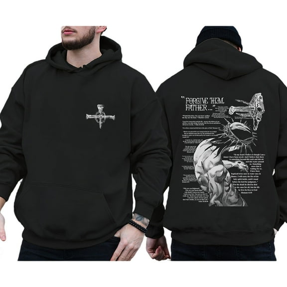 Forgive Them Father Two-Sided Christian Unisex Pullover Hoodie, Bible Verse Faith and Forgiveness Hooded Sweatshirt for Men and Women, Religious Streetwear, Sizes S–5XL