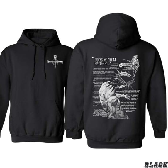 Forgive Them Father Hoodie – Christian Cross Graphic Hoodie for Men & Women, Biblical Verse Sweatshirt, Faith Apparel Gift