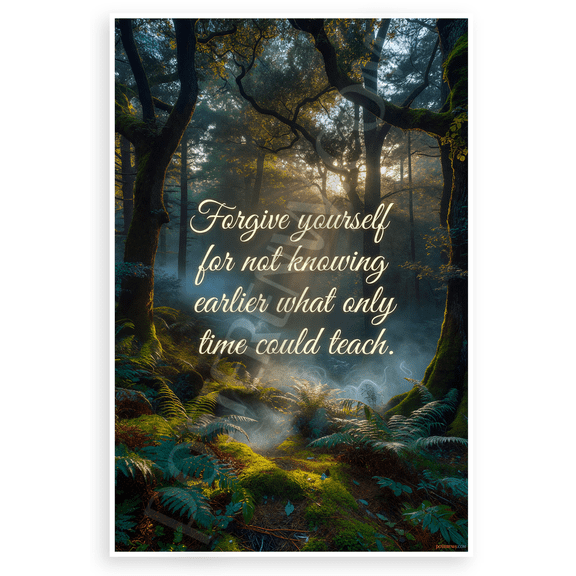 "Forgive Yourself for Not Knowing What Time Could Teach" Forest Inspirational 12x18 US Made Poster