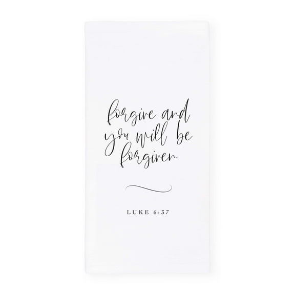 Forgive and You Will Be Forgiven, Luke 6:37 Cotton Canvas Scripture, Bible Kitchen Tea Towel