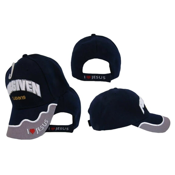 Forgiven 1 John 1:9 I Love Jesus Blue Grey Embroidered Cap CAP838 Hat