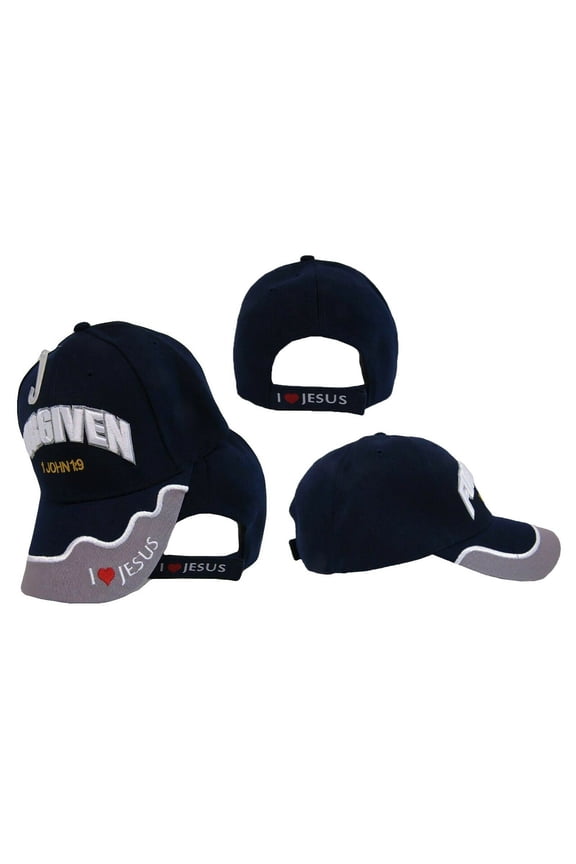 Forgiven 1 John 1:9 I Love Jesus Blue Grey Embroidered Cap CAP838 Hat