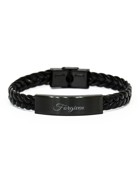 Forgiven Bracelet Braided Leather Christian Gift for Him Her