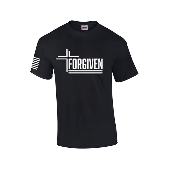 Forgiven Cross Jesus Mens Christian Short Sleeve T-Shirt Graphic Tee-Black-6xl