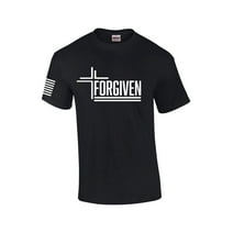 Forgiven Cross Jesus Mens Christian Short Sleeve T-Shirt Graphic Tee-Black-small