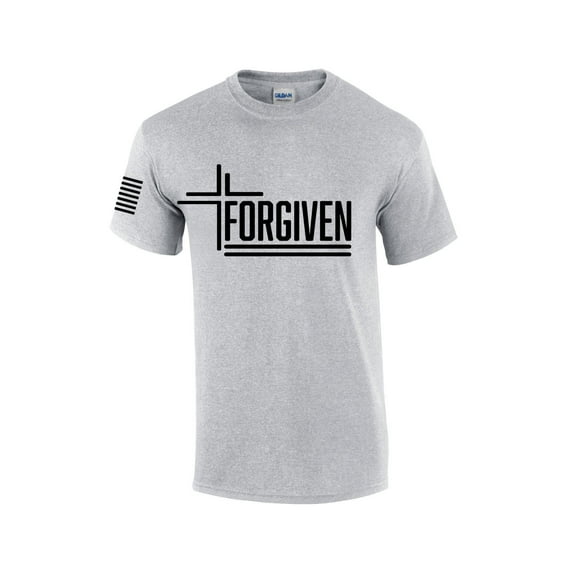 Forgiven Cross Jesus Mens Christian Short Sleeve T-Shirt Graphic Tee-Sports Grey-4xl