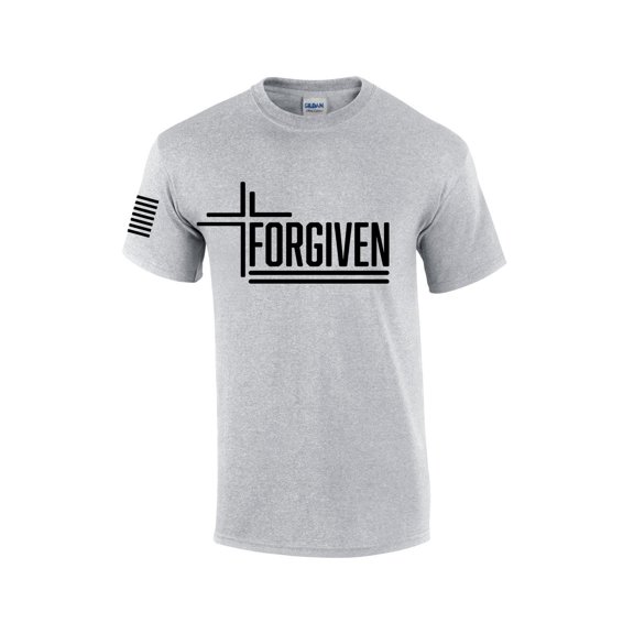 Forgiven Cross Jesus Mens Christian Short Sleeve T-Shirt Graphic Tee-Sports Grey-5xl
