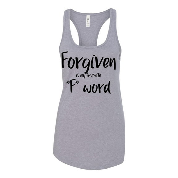 Forgiven Is My Favorite F Word Ladies Racerback Tank Top-Heather Grey-medium