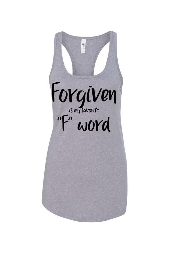 Forgiven Is My Favorite F Word Ladies Racerback Tank Top-Heather Grey-xxl