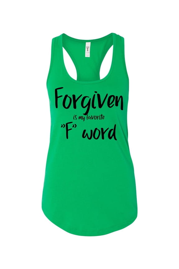 Forgiven Is My Favorite F Word Ladies Racerback Tank Top-Kelly Green-small