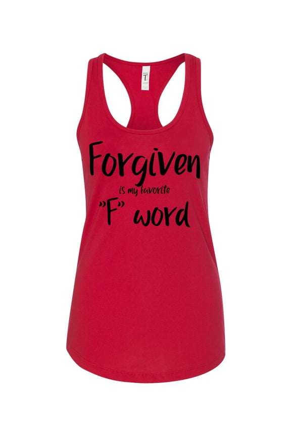 Forgiven Is My Favorite F Word Ladies Racerback Tank Top-Red-xxl